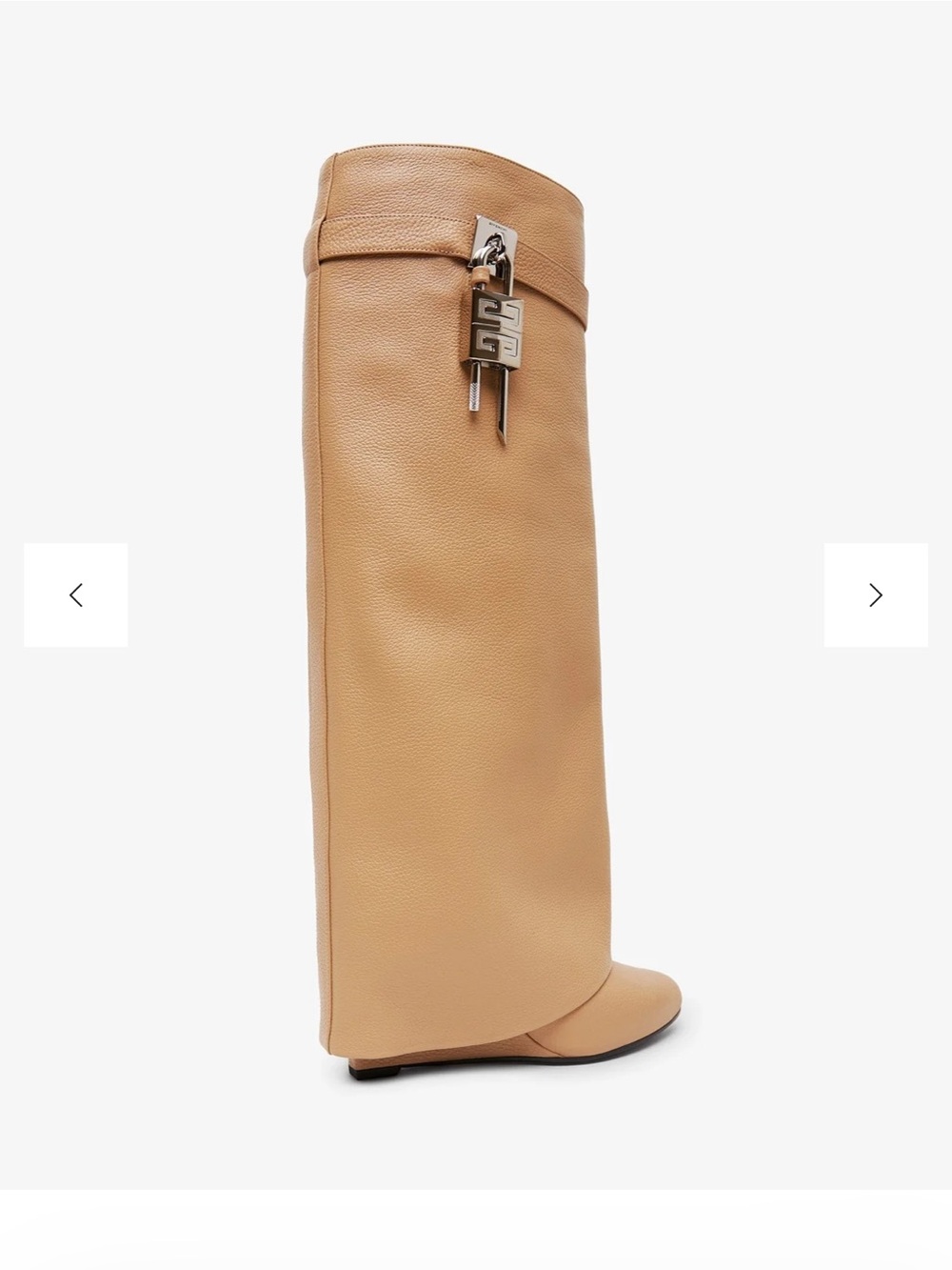 Givenchy Tan Pebbled Leather Over-the-Knee Boot with Signature Charm